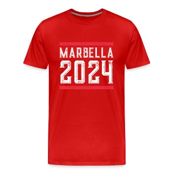 Jours fériés Marbella 2024 - T-shirt bio Premium Homme - rouge - Devant - Damien (186cm)