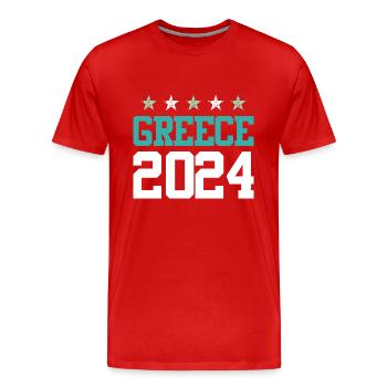 Circuits Grèce 2024 - T-shirt bio Premium Homme - rouge - Devant - Damien (186cm)