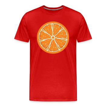 Orangen Obstkostüm Fasching Orangenscheibe Orange - Männer Premium Bio T-Shirt - Rot - Vorne - Damien (186cm)
