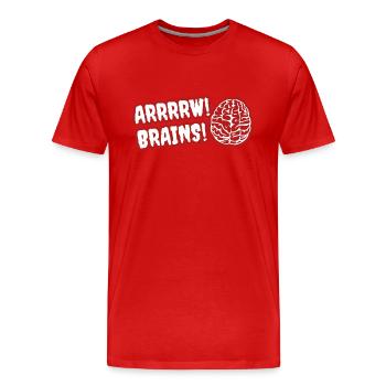 Arrrr! Brains! Zombie - Men's Premium Organic T-Shirt - red - Front - Damien (186cm)