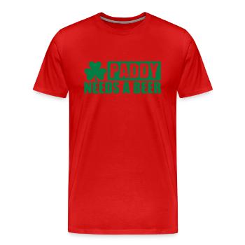Paddy needs a beer - Männer Premium Bio T-Shirt - Rot - Vorne - Damien (186cm)
