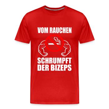 Vom rauchen schrumpft der bizeps - Männer Premium Bio T-Shirt - Rot - Vorne - Damien (186cm)
