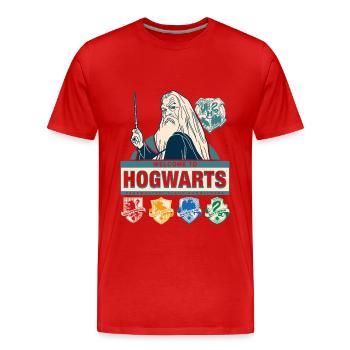 Harry Potter Bienvenue À Poudlard Dumbledore - T-shirt bio Premium Homme - rouge - Devant - Damien (186cm)