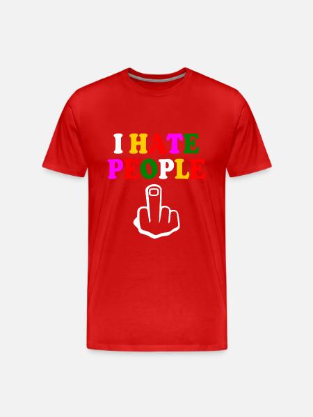 I hate people - Männer Premium Bio T-Shirt - Rot