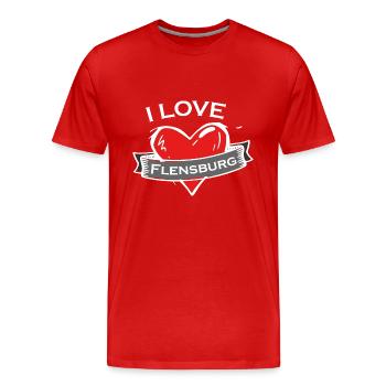 Flensburg - Ich liebe Stadtnamen in Tattoo Stil - Männer Premium Bio T-Shirt - Rot - Vorne - Damien (186cm)