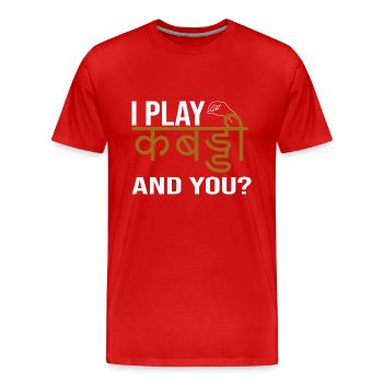 Je joue Kabaddi - T-shirt bio Premium Homme - rouge - Devant - Damien (186cm)