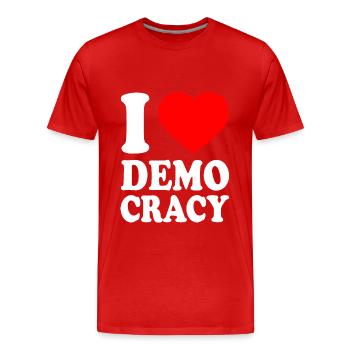 I love democracy - Men's Premium Organic T-Shirt - red - Front - Damien (186cm)