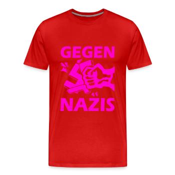 Contre le poing des nazis - T-shirt bio Premium Homme - rouge - Devant - Damien (186cm)