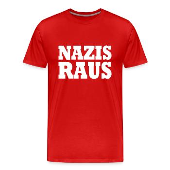 Nazis raus - Männer Premium Bio T-Shirt - Rot - Vorne - Damien (186cm)