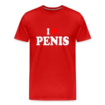 I love penis - Men's Premium Organic T-Shirt - red - Front - Damien (186cm)