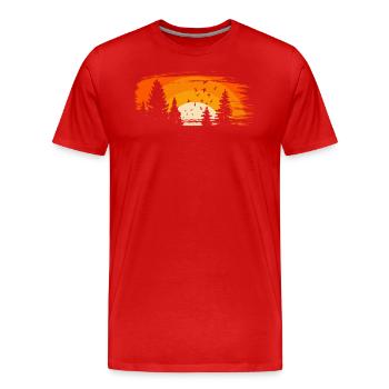Wald mit Vögeln orange - Männer Premium Bio T-Shirt - Rot - Vorne - Damien (186cm)