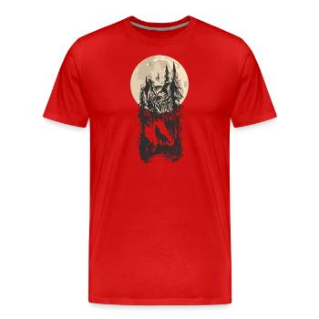 Eule mit Mond - Männer Premium Bio T-Shirt - Rot - Vorne - Damien (186cm)