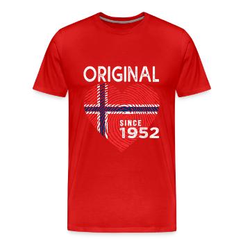 1952 original since 1952 drapeau norvège - T-shirt bio Premium Homme - rouge - Devant - Damien (186cm)