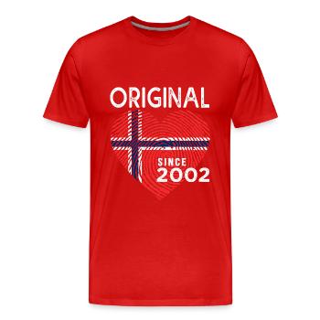 anniversary 2002 original since 2002 norway - Men's Premium Organic T-Shirt - red - Front - Damien (186cm)