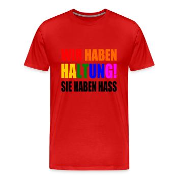 Nous avons de l’attitude, ils détestent - T-shirt bio Premium Homme - rouge - Devant - Damien (186cm)