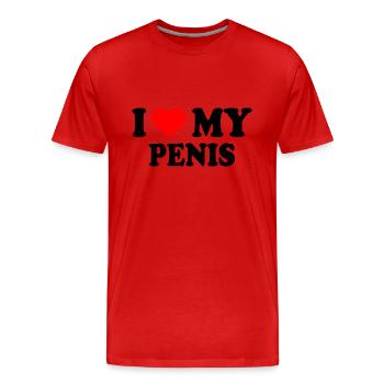 I love my penis - Männer Premium Bio T-Shirt - Rot - Vorne - Damien (186cm)