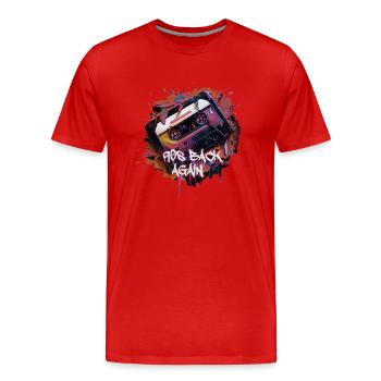 Le classique des années 90: cassette et t-shirt graffiti - T-shirt bio Premium Homme - rouge - Devant - Damien (186cm)
