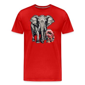 Blumen, um Elefanten zu erheben - Männer Premium Bio T-Shirt - Rot - Vorne - Damien (186cm)