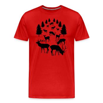 Deer, roe deer, red deer, fallow deer, deer, roebuck - Men's Premium Organic T-Shirt - red - Front - Damien (186cm)
