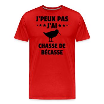 j'peux pas j'ai chasse de bécasse - T-shirt bio Premium Homme - rouge - Devant - Damien (186cm)