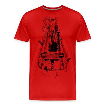Drehleier Wikingerthema mit Widderkopf - Männer Premium Bio T-Shirt - Rot - Vorne - Damien (186cm)