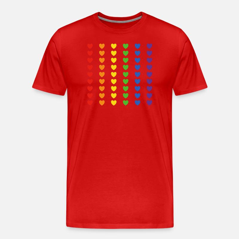 Regenbogen Flagge Herzen - Männer Premium Bio T-Shirt - Rot
