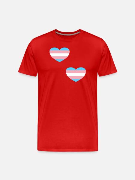 Coeurs de drapeau trans - T-shirt bio Premium Homme - rouge