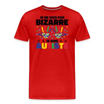 Ich bin nicht seltsam, ich bin Autist - Männer Premium Bio T-Shirt - Rot - Vorne - Damien (186cm)
