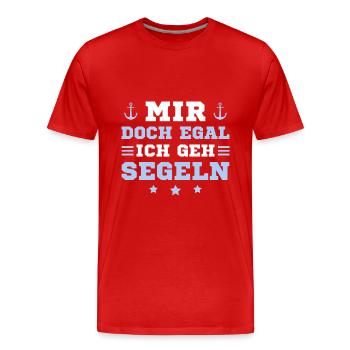 Kapitän Mir doch egal Ich geh Segeln - Männer Premium Bio T-Shirt - Rot - Vorne - Damien (186cm)