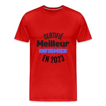 certifié meilleur infirmier en 2023 - T-shirt bio Premium Homme - rouge - Devant - Damien (186cm)