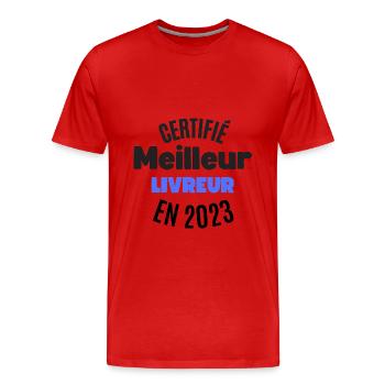 certifié meilleur livreur en 2023 - T-shirt bio Premium Homme - rouge - Devant - Damien (186cm)