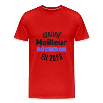 certifié meilleur bûcheron en 2023 - T-shirt bio Premium Homme - rouge - Devant - Damien (186cm)