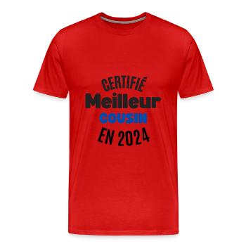 certifié meilleur cousin en 2024 - T-shirt bio Premium Homme - rouge - Devant - Damien (186cm)