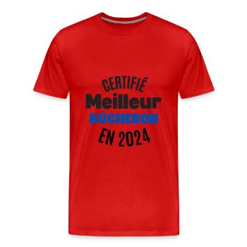 Certified Best Lumberjack in 2023 - Men's Premium Organic T-Shirt - red - Front - Damien (186cm)