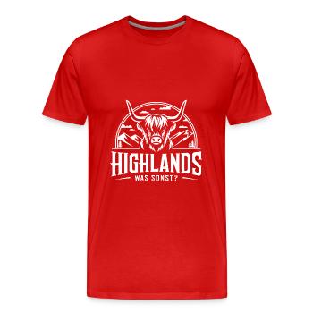 Highlands was sonst Schottisches Hochlandrind - Männer Premium Bio T-Shirt - Rot - Vorne - Damien (186cm)