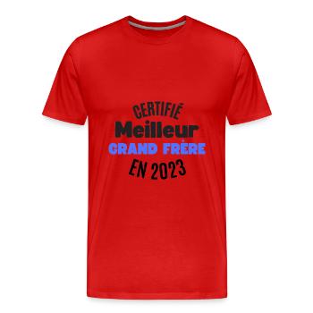 certifié meilleur grand frère en 2023 - T-shirt bio Premium Homme - rouge - Devant - Damien (186cm)