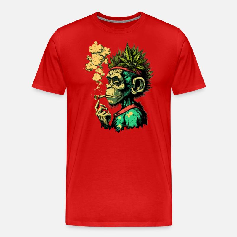Unkraut-Kopf-Affe - Männer Premium Bio T-Shirt - Rot