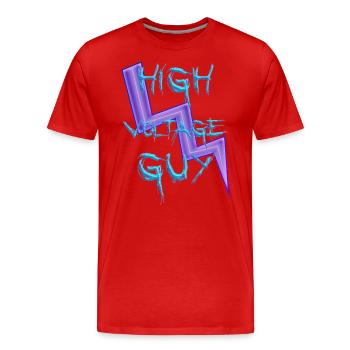 Hochspannungs-Typ - Männer Premium Bio T-Shirt - Rot - Vorne - Damien (186cm)