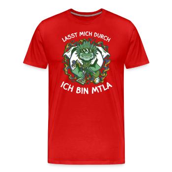 Lasst mich durch ich bin MTLA Labor design - Männer Premium Bio T-Shirt - Rot - Vorne - Damien (186cm)