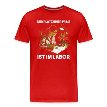 Der Platz einer Frau ist im Labor MTLA design - Männer Premium Bio T-Shirt - Rot - Vorne - Damien (186cm)