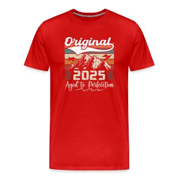 2025 - Cadeau né en 2025 - T-shirt bio Premium Homme - rouge - Devant - Damien (186cm)