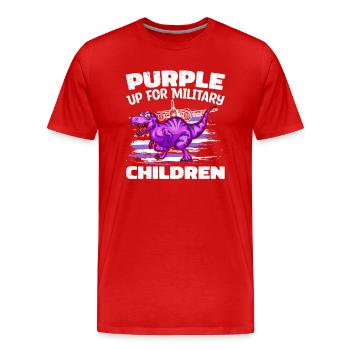 Purple Up für Militärkinder - Purple Up für - Männer Premium Bio T-Shirt - Rot - Vorne - Damien (186cm)