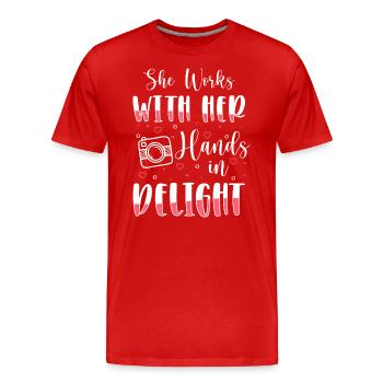 Fotograf Fotografin Spiegelreflex Motiv - Männer Premium Bio T-Shirt - Rot - Vorne - Damien (186cm)