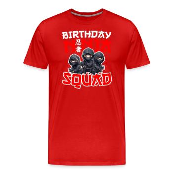 Fête d’anniversaire Ninja Squad, dessin animé Ninjutsu - T-shirt bio Premium Homme - rouge - Devant - Damien (186cm)