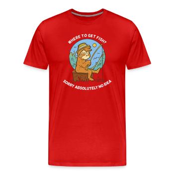 Lustiges Angeln Sprichwort - Männer Premium Bio T-Shirt - Rot - Vorne - Damien (186cm)