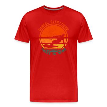 Annuler tout ce qu’il y a vent kitesurf drôle - T-shirt bio Premium Homme - rouge - Devant - Damien (186cm)