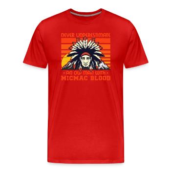 Unterschätze niemals Old Micmac Man - Männer Premium Bio T-Shirt - Rot - Vorne - Damien (186cm)