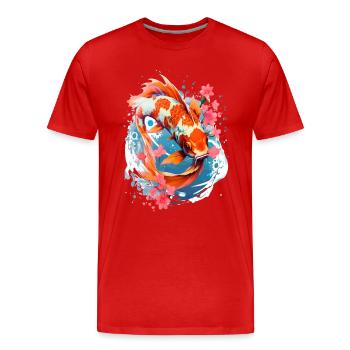 Japanisches Koi Fisch Poisson Koi japonais - T-shirt bio Premium Homme - rouge - Devant - Damien (186cm)