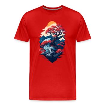 Beautiful bonsai tree scenery - Men's Premium Organic T-Shirt - red - Front - Damien (186cm)