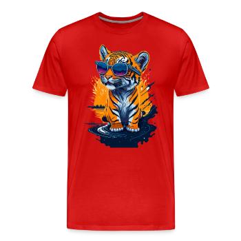 Mignon bébé tigre - T-shirt bio Premium Homme - rouge - Devant - Damien (186cm)